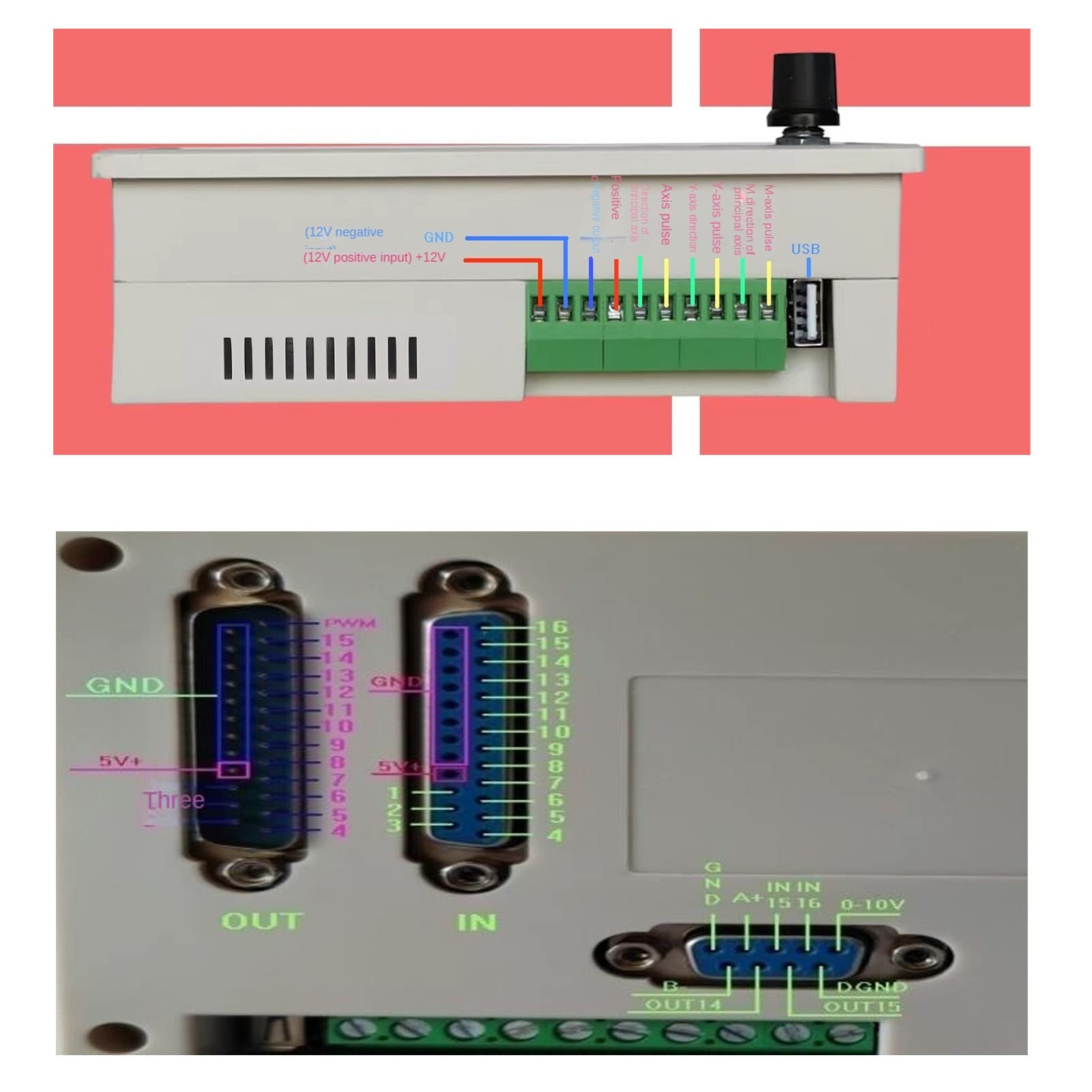 Fafeicy Controlador de Movimiento CNC, de Control de Ejes PCB 3 Ejes DC12