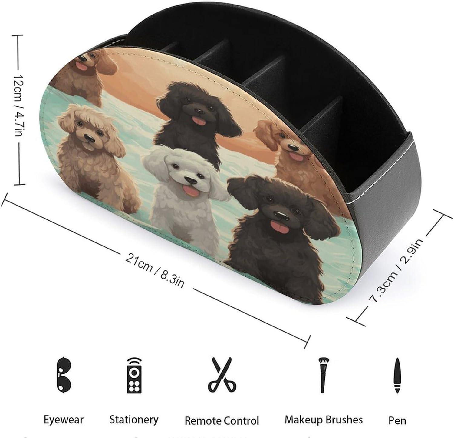 Personalized PU Leather Remote Control Holder with 5 Compartments image 2