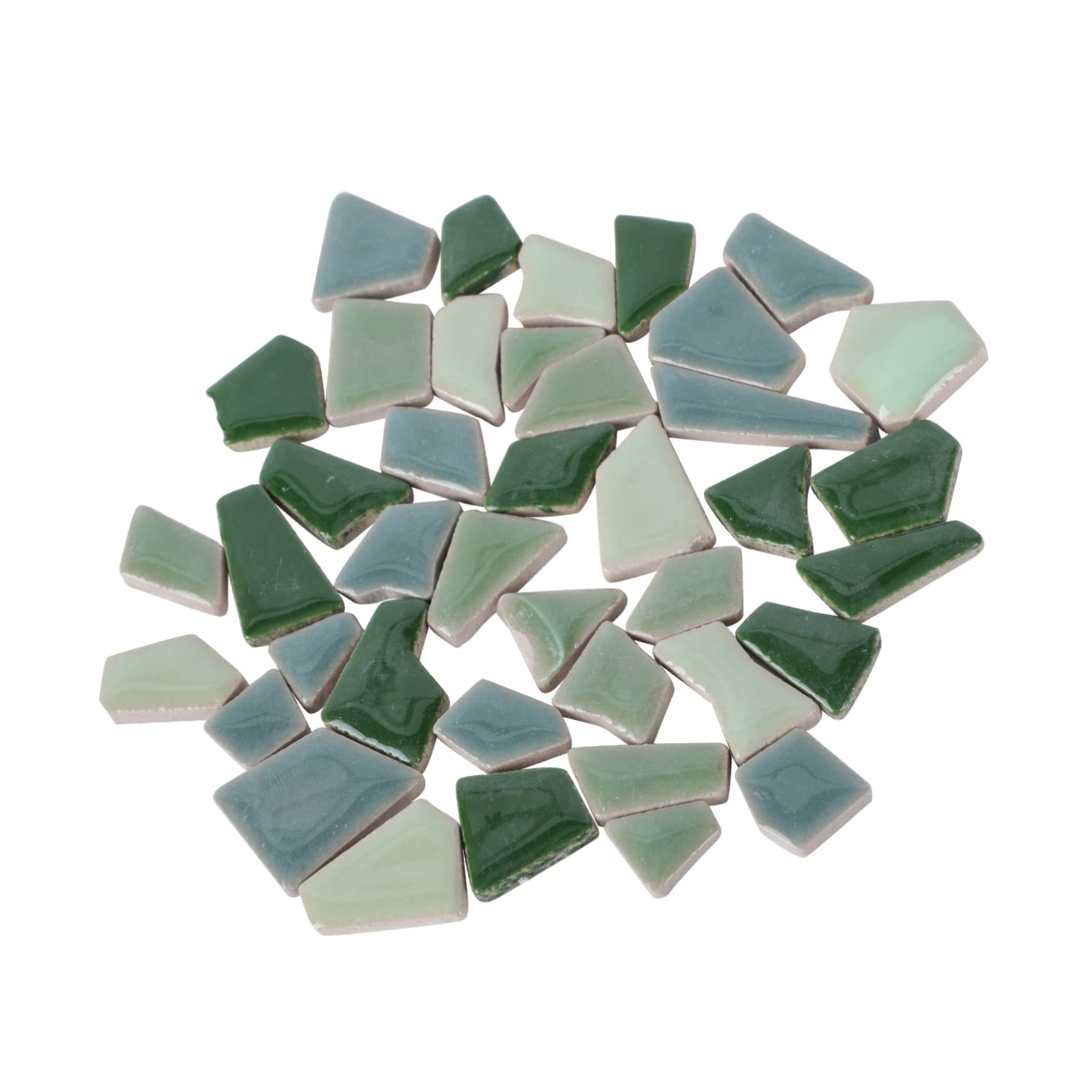 PRETYZOOM Tessere per Mosaico Fai da Te in Ceramica Smaltata 500g Pietre Irregolari Verde, Materiale Sicuro e Facile da Usare per Decorazioni Casa e Giardino
