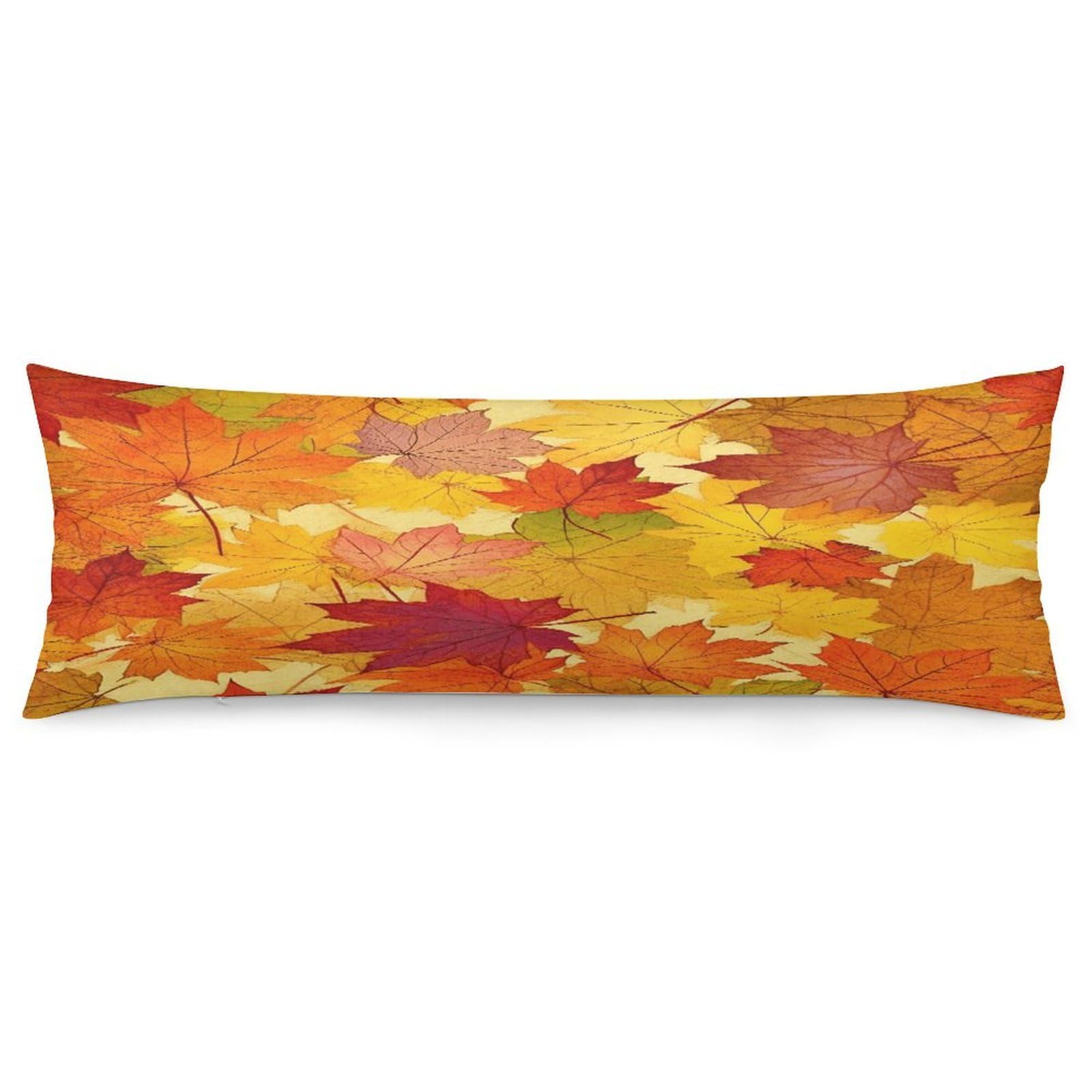 Body Pillow Pillowcase 19x53 Inch Autumn Leaves of Maple Print Body Pillow Cover with Hide Zipper Super Soft Cozy Long Pillow Case Rectangle Long Body Lumbar Cushion Case for Bedroom
