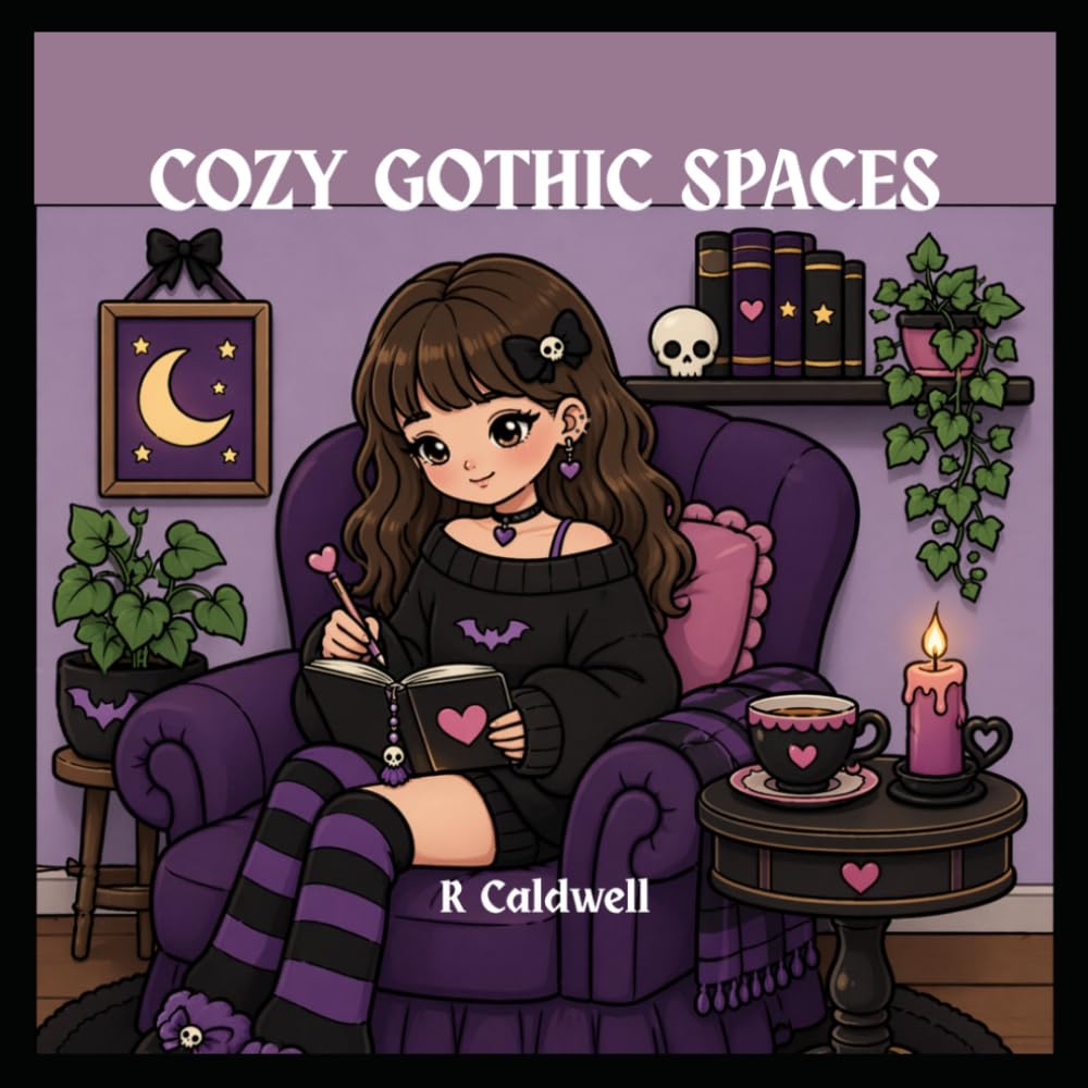 Cozy Gothic Spaces: A Bold and Easy Coloring Book of Relaxing Dark & Cozy Spaces