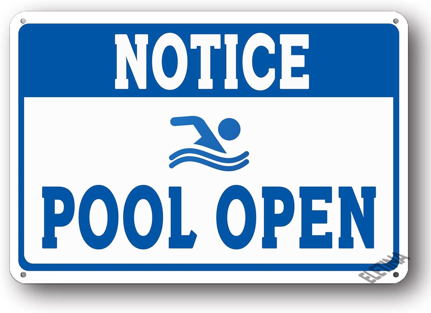 Warning Sign Pool Rules Notice Swimming Open Safety 8""X12"" Metal Aluminum