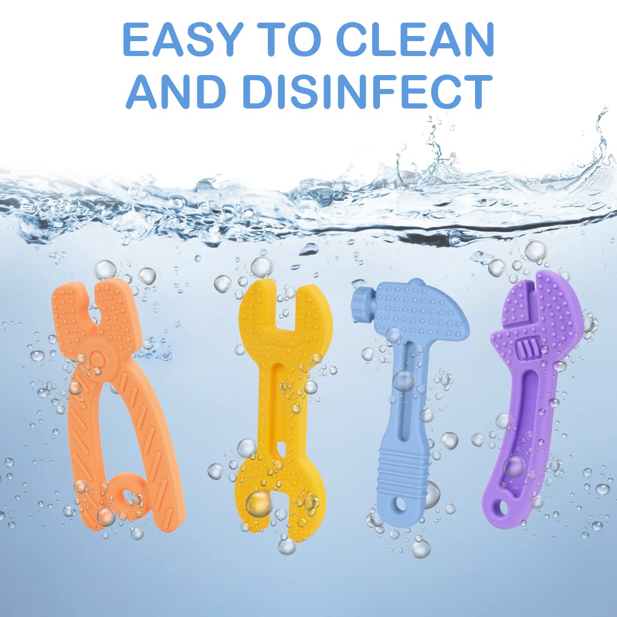 OSDUE Massaggia Gengive Neonati, 4 Pezzi Giocattoli per La Dentizione, Massaggiagengive Neonato Silicone, Senza BPA, per Molar Lenire i Bambini, Regalo Neonato 3+ Mesi Maschio e Femmina