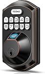 TEEHO TE002 Serrure de porte à empreinte digitale, porte-clés électronique sans clé pour porte avant - Verrouillage automatique - Installation facile - Tache du nickel