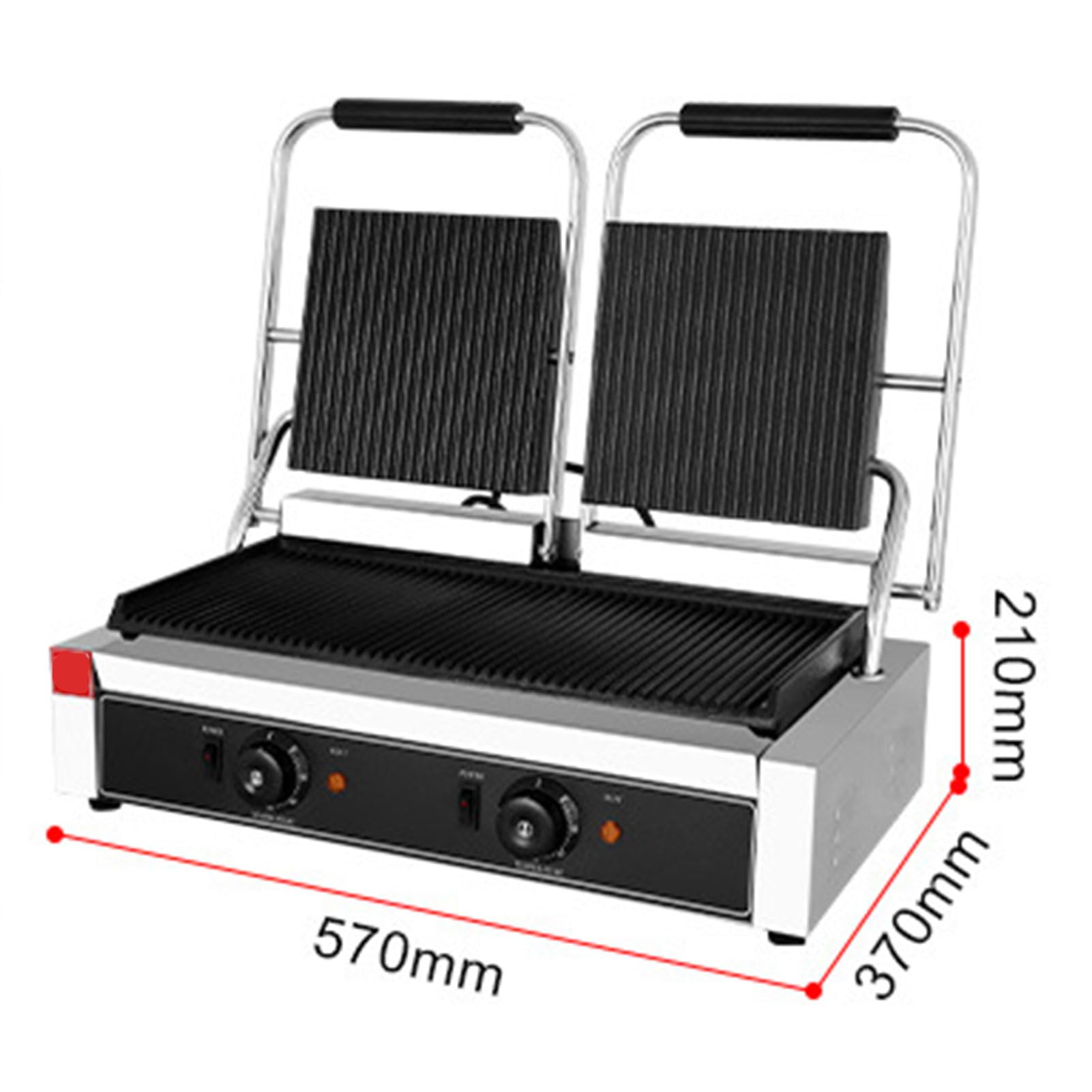 QUTBAG Griglia elettrica per panini, Macchina per Toast per panini a Contatto Commerciale con Controllo della Temperatura di 50-300 ℃, Macchina cuocere Hamburger Antiaderente per preparare Colazione