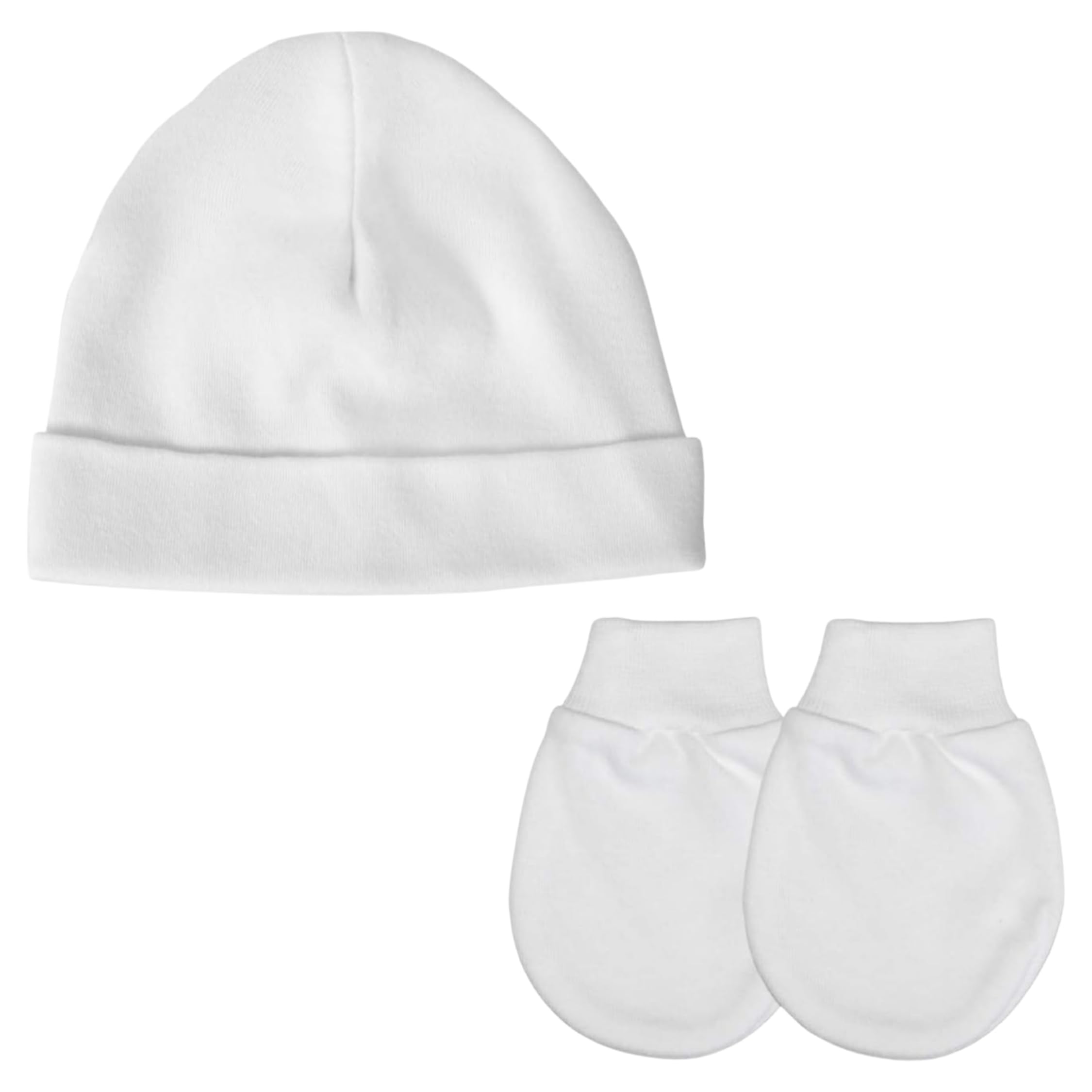 Baban Baby Premature Hat and Scratch Mittens Set - Cotton Tiny Baby Clothes Gift for Prem Baby Boys and Girls 3-5lb and 5-8lb, Made in Britain