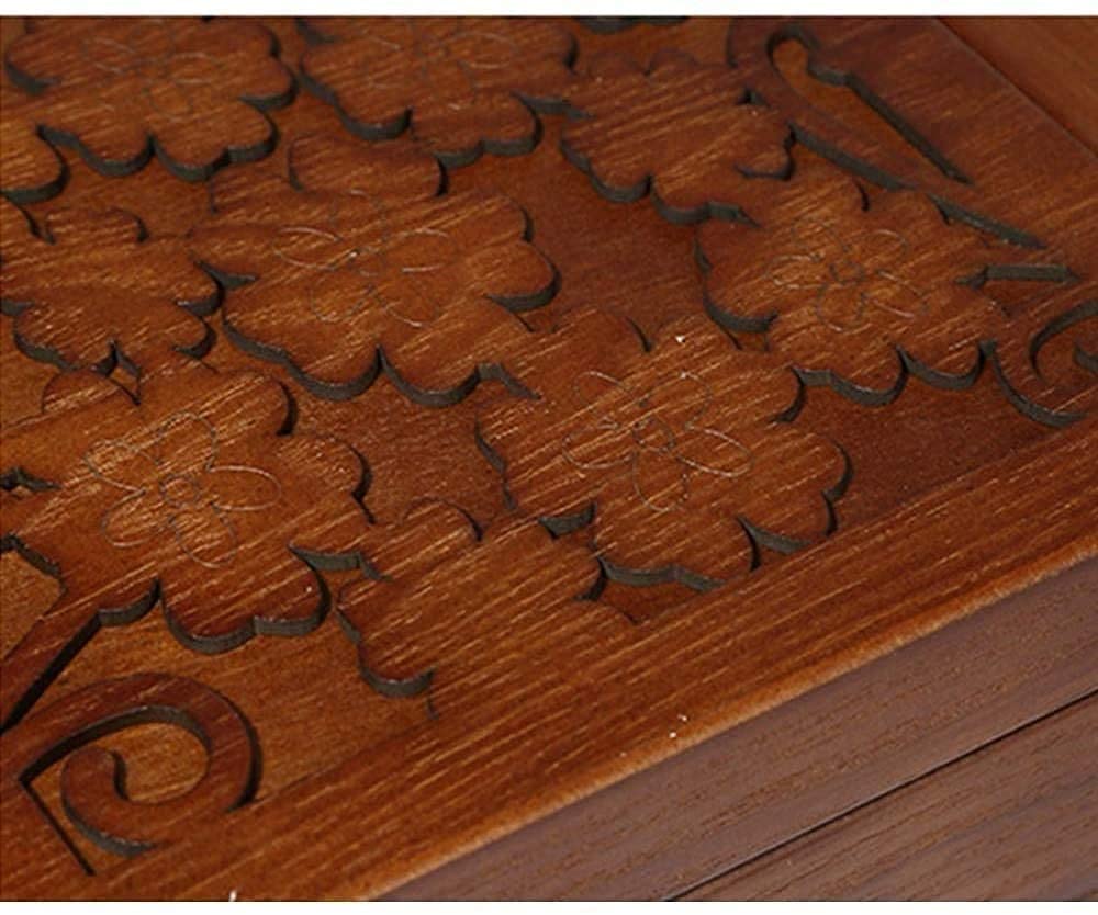Scatola di Gioielli in Legno da Donna, Specchio Incorporato, Bellissimi Fiori scolpiti in Cima, Migliore Regalo di Natale e Compleanno per Le Donne e Le Ragazze