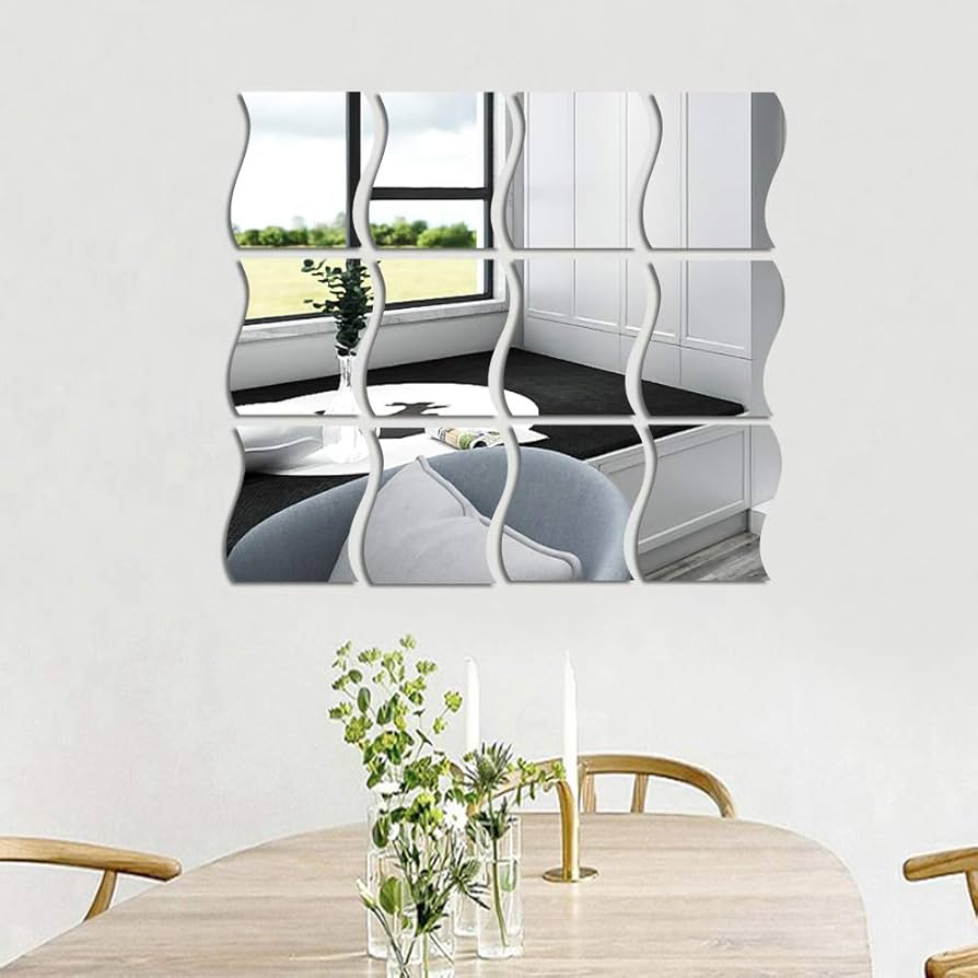 MCLEULLA Mirror Wall Stickers, 12PCS Hexagon Mirror Art DIY Home Decorative Hexagonal Acrylic Wall Sheet Plastic Tiles Home Living Room Bedroom Sofa TV Background Wall Decal Decoration (Silver) Price In Saudi Arabia