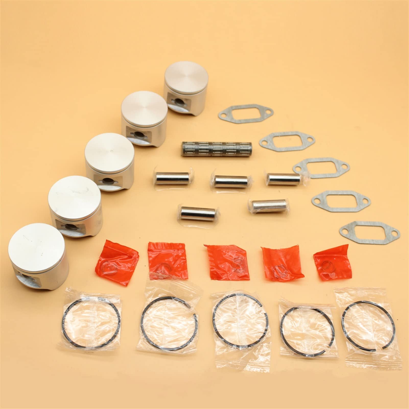 5 sztuk zestaw 48mm pierścień tłokowy zestaw uszczelek łożysk, dla HUSQVARNA, 365 365XP dla JONSERED 2065 2165 części do pił łańcuchowych OEM 503691303 Zestaw pierścieni tłokowych