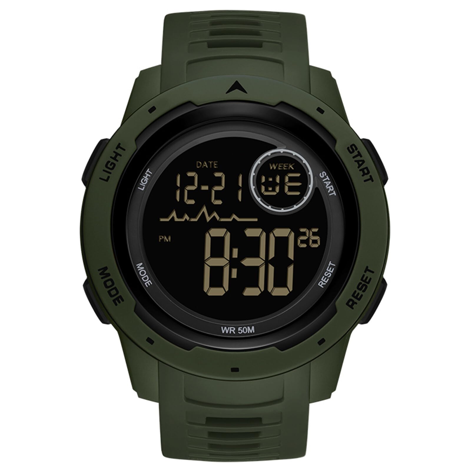 Tevimpeya Reloj digital para mujeres y hombres, resistente al agua, 50 m, LED, deportivo, con función de cronómetro, color negro