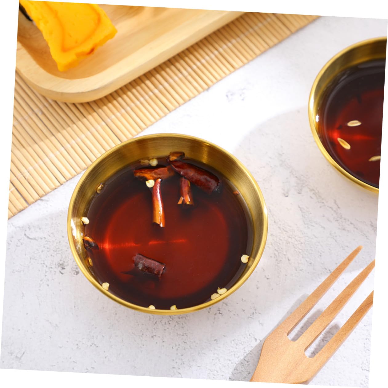 Homoyoyo Set de 8 Platos y Cuencos para Salsa de Acero Inoxidable Dorado Diseño Simple y Funcional para Restaurantes y Familias
