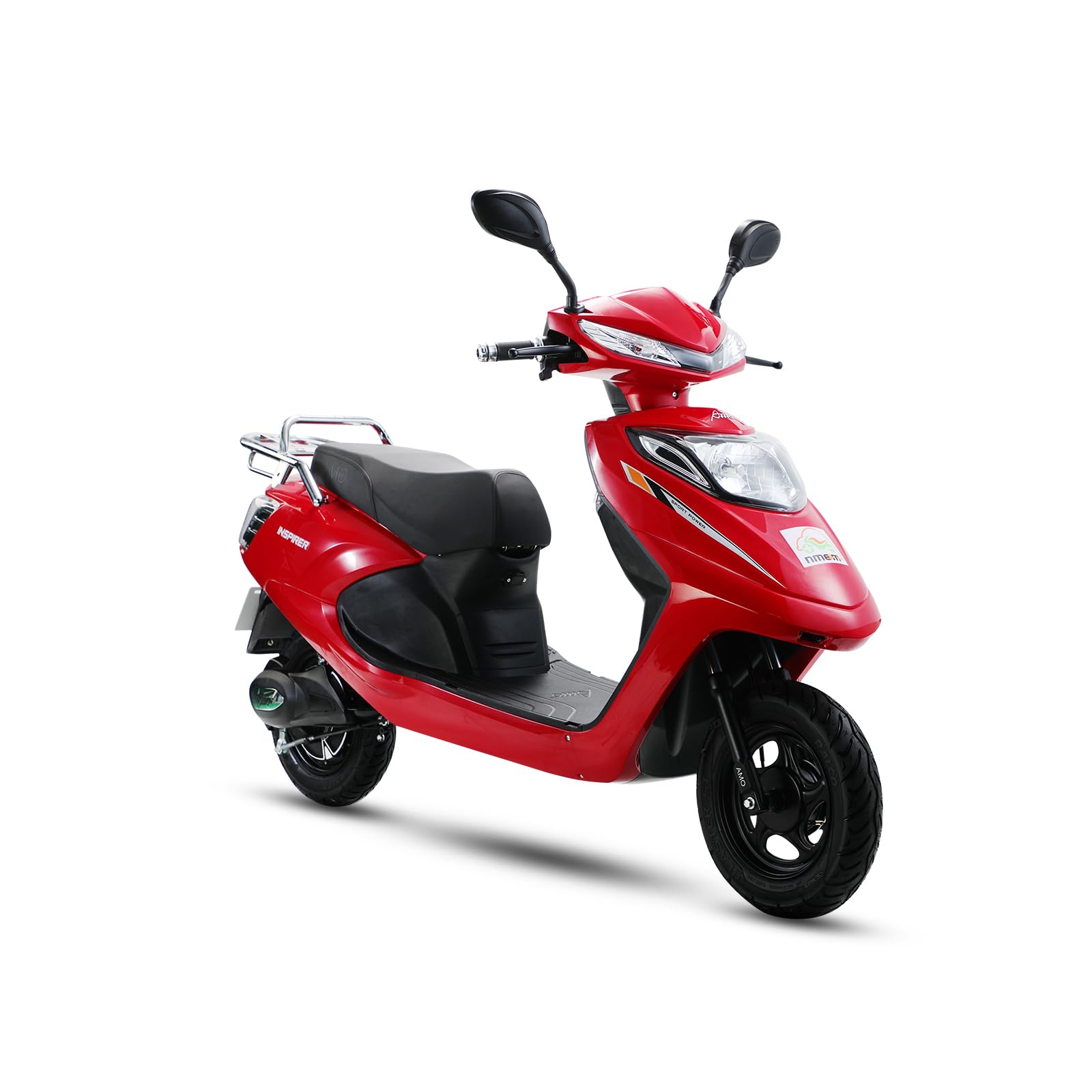 AMO Inspirer EV Lead Acid Electric Scooter 50Km-60Km per Charge Non RTO, Red with Portable Charger