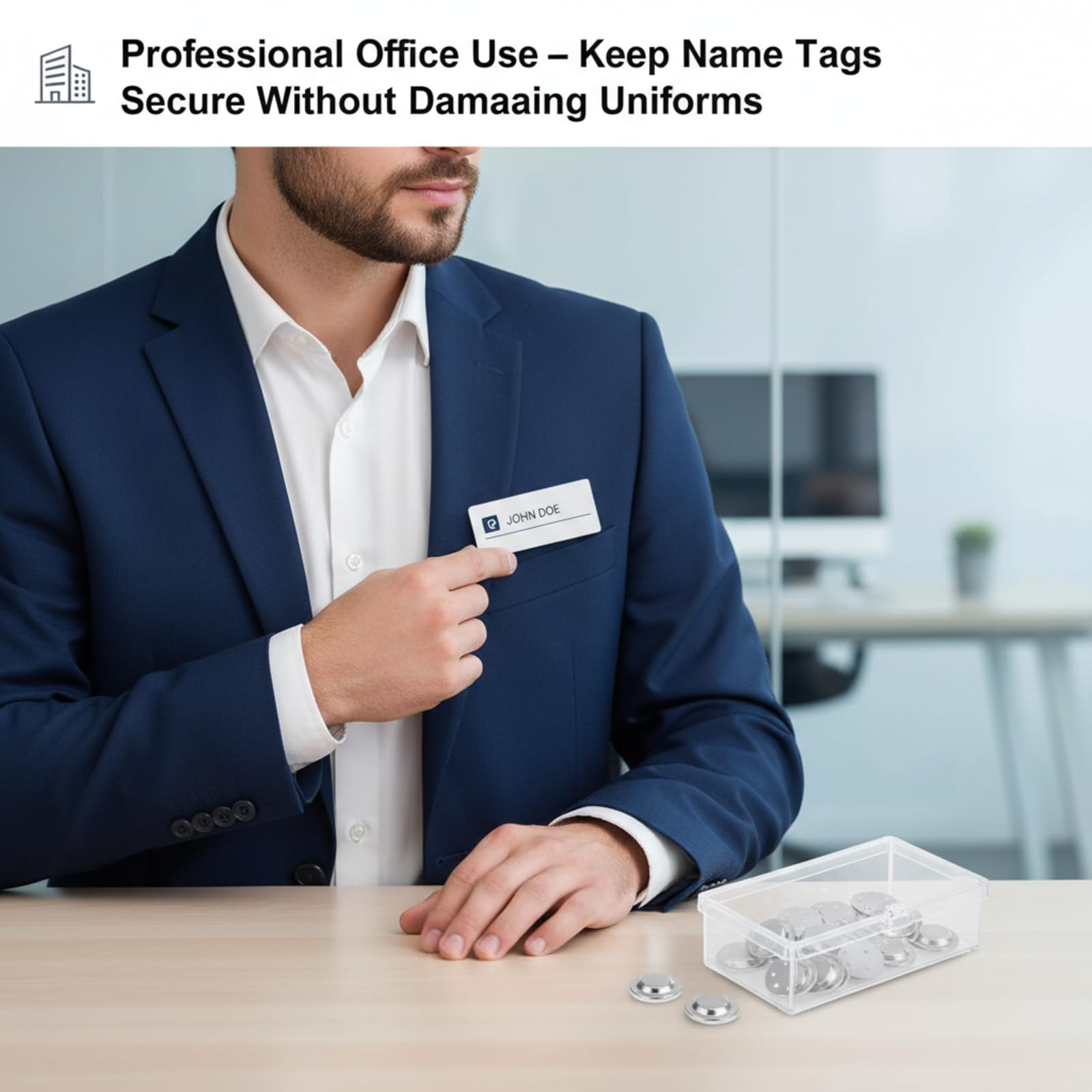 Photo 1 of BBTO 24 Pieces Name Tags Magnets Magnetic Name Badge Round Adhesive Magnetic Pin Backs for Clothes with Plastic Storage Box for Circle Badges(Diameter of 1.7 cm/ 0.67 inch)