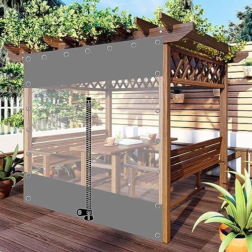 Bâche transparente imperméable PVC avec fermeture éclair et œillets pour pergola - 2