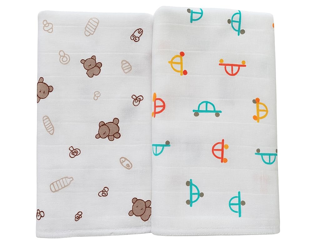 Minku Creations Muslin Baby Bath Towel Cotton Super Soft Bathing Towels for Newborn Highly Single Layer Kids Boys and Girls (Pack of 2) White Size 75 x 75 cm-image-29