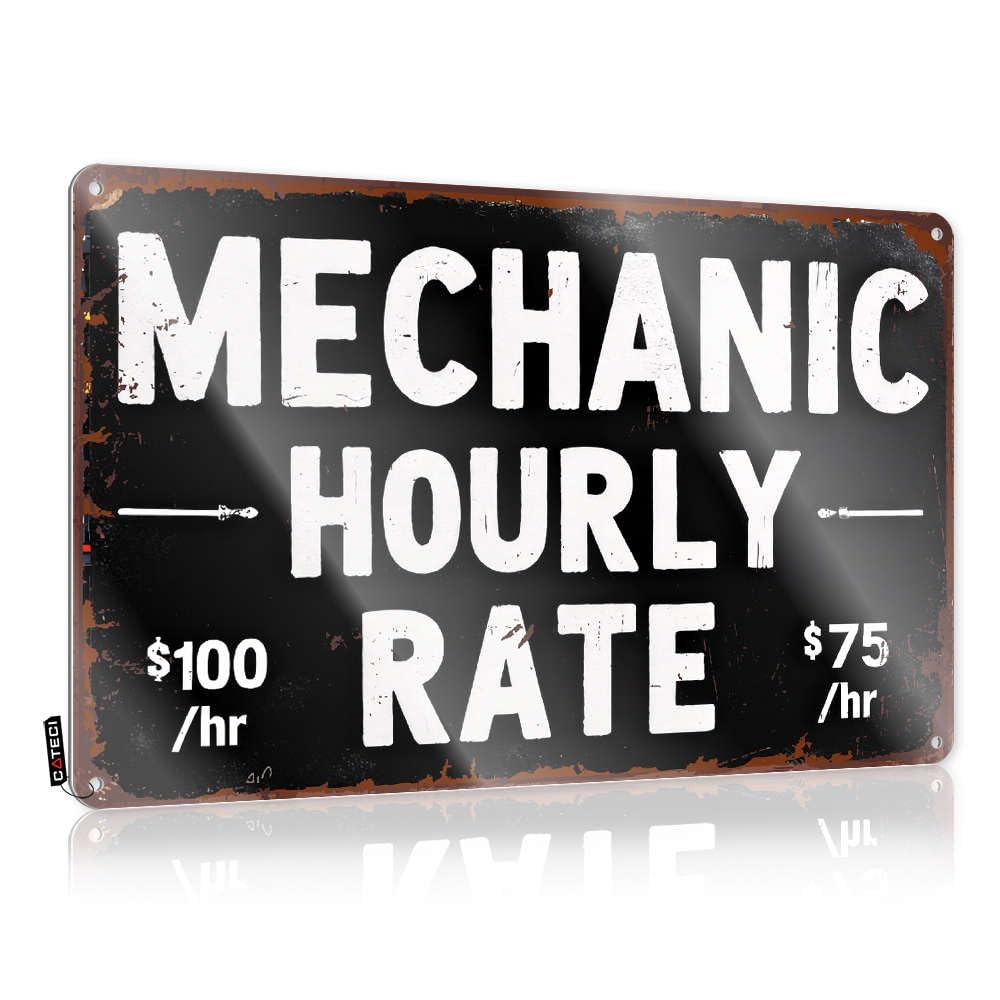 Small Vintage Poster, Tin Rules Two Mechanic Hourly Rates. | Farmhouse Saloon Bar Decor(20X30CM)