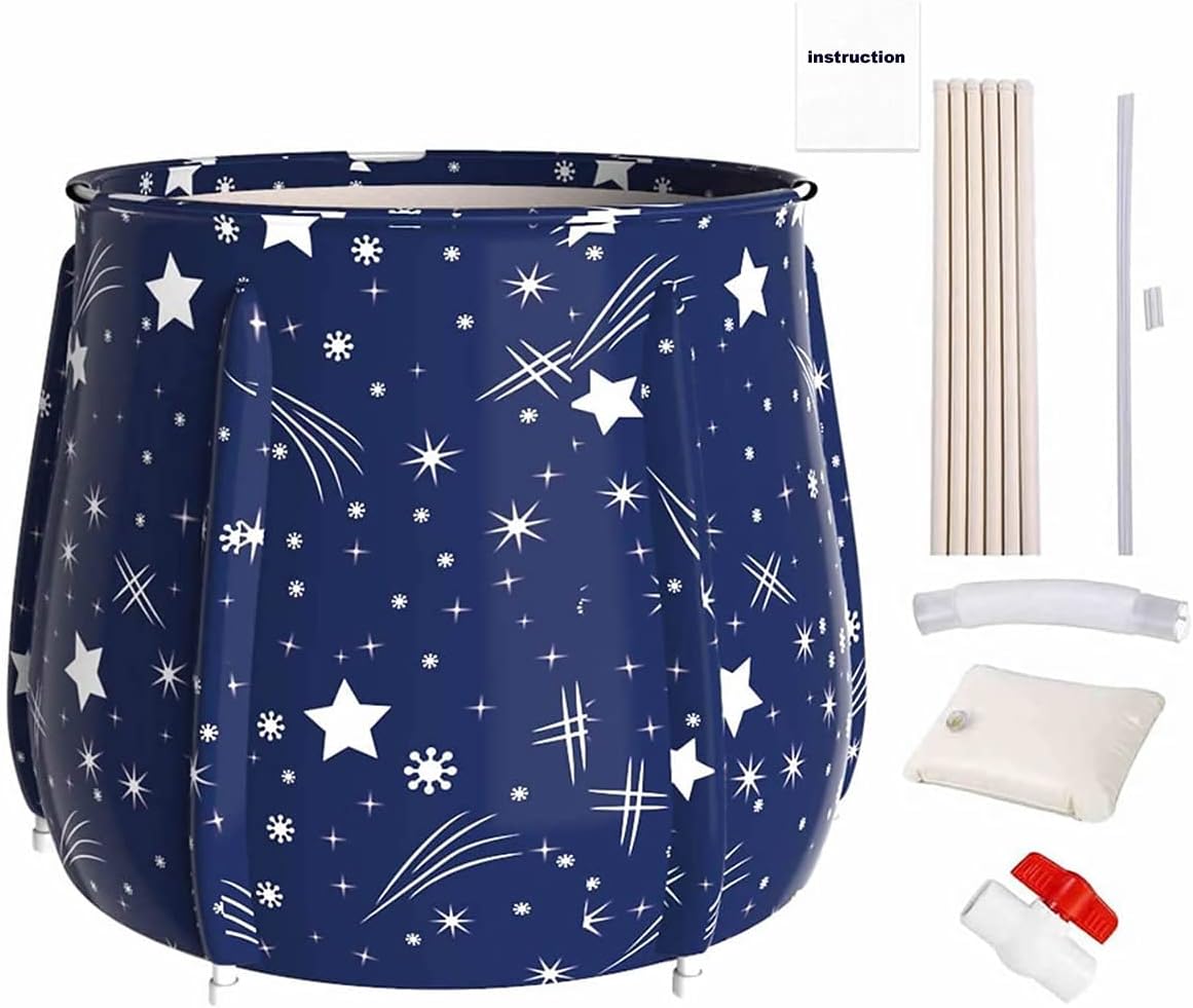 🛒 Crazy Deals Portable Adult Bathtub, Folding Plastic Bathtubs Eco-Friendly Bath Tubs Soaking Shower Bath Bucket Barrel with Thermal Foam Keep Temperature Family Bathroom SPA Tub (31.5X27.5 Blue Star) Best Quality 🔥 Portable Adult Bathtub, Folding Plastic Bathtubs Eco-Friendly Bath Tubs Soaking Shower Bath Bucket Barrel with Thermal Foam Keep Temperature Family Bathroom SPA Tub (31.5X27.5 Blue Star)