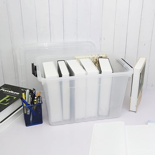 Miniatura 6 de Wekioger Caja de plástico transparente de 22 cuartos con tapa, contenedor de almacenamiento con asa, juego de 4