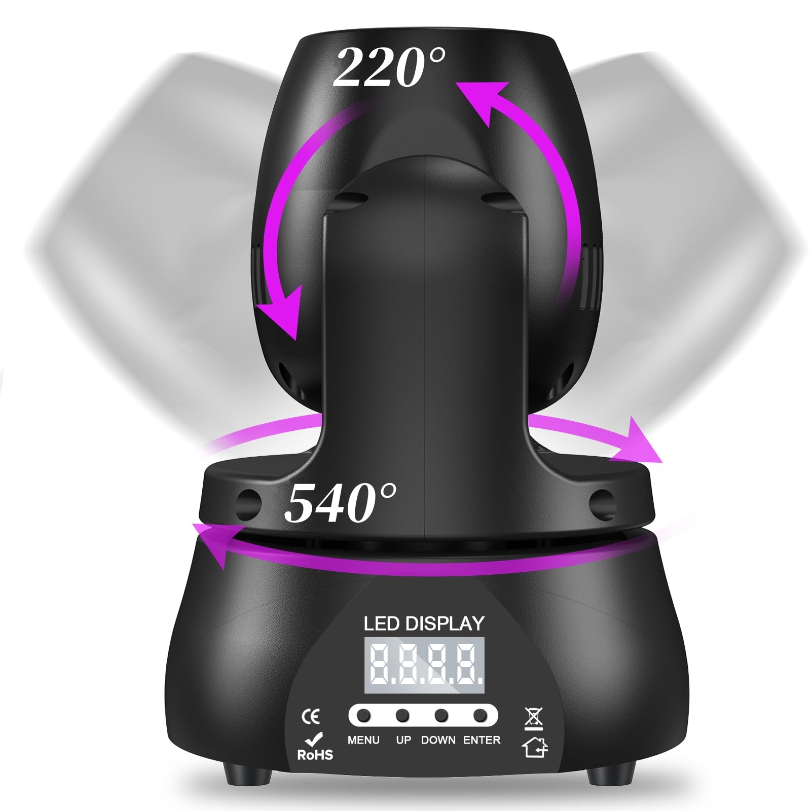 60W Lyre Led Mini Tête Mobile Lampe de Fête, LED RGBW Faisceau Éclairage de Scène Lumineux Disco Beam DMX512 à Commande Vocale pour DJ Mariage Halloween Club