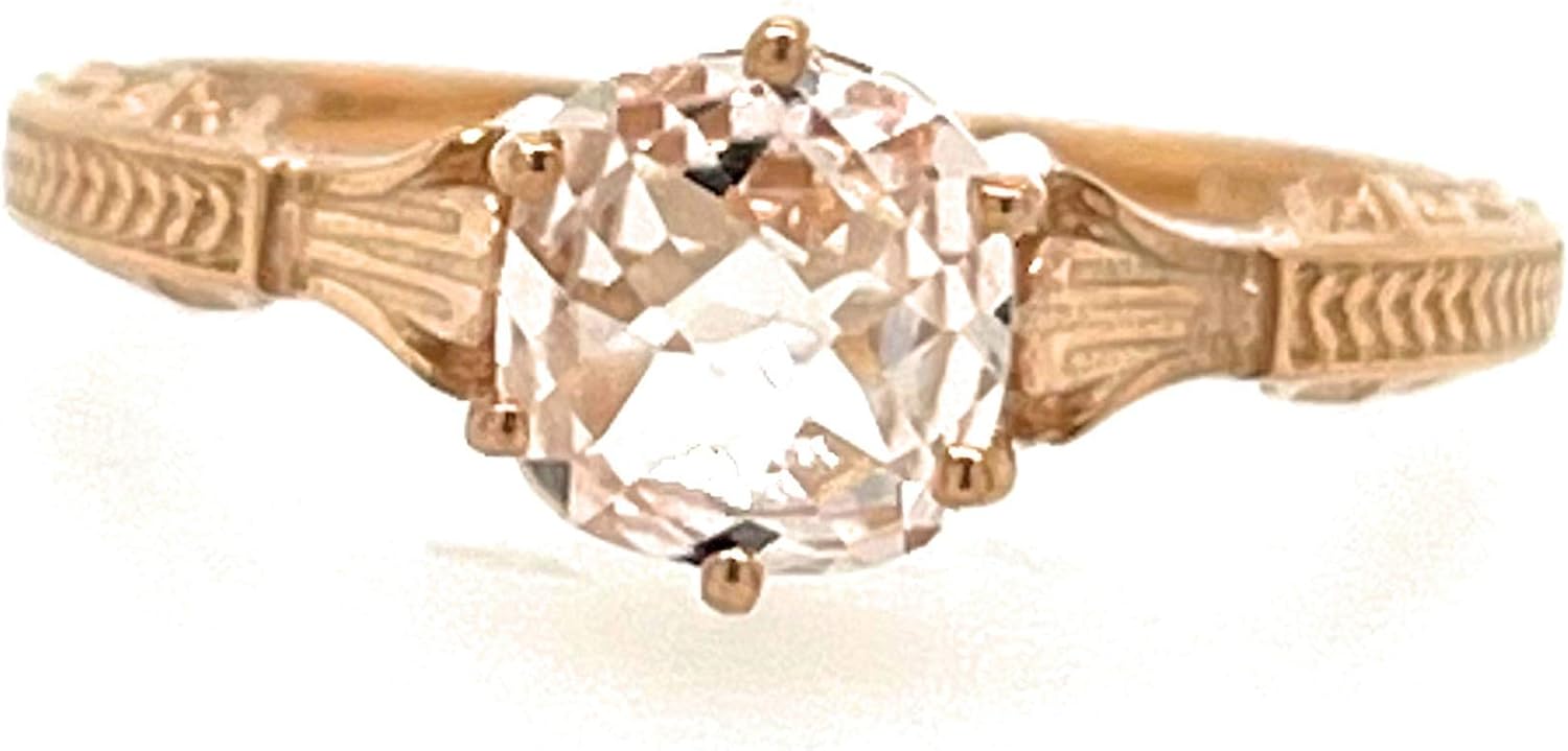 Natural 1ct Peach Morganite 14k Rose Gold Over Sterling Silver Engagement Ring Size 5, 6, 7, 8, 9