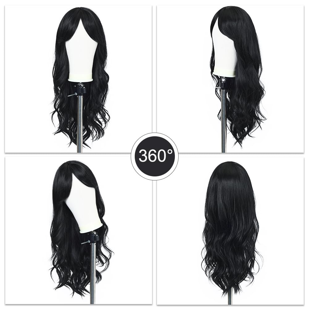 Esmee Long Straight Natural Synthetic Hair Layered Wigs for Women with Dark Roots for Daily Party Use-24 Inches: Black