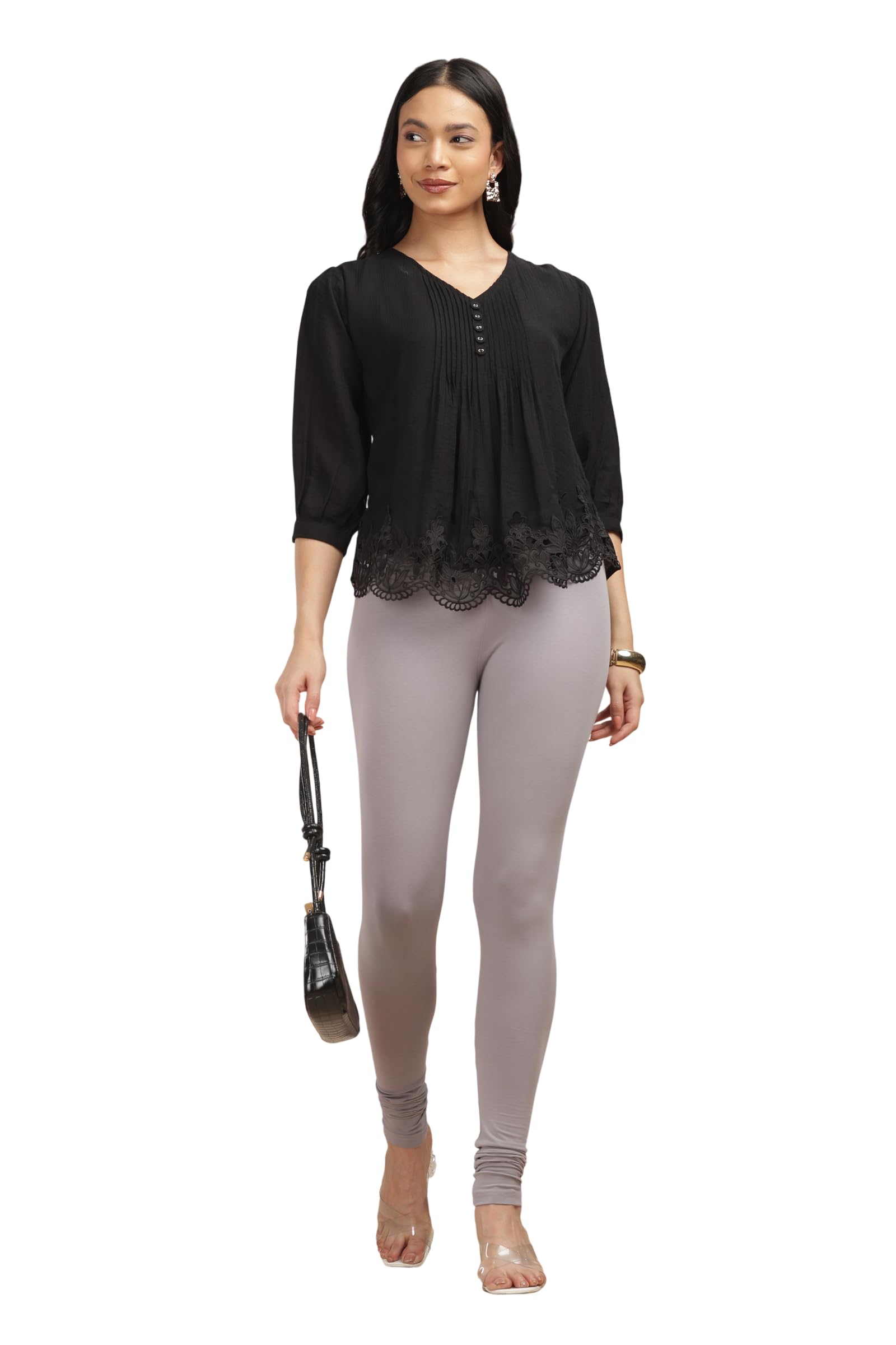Slimflow Grey Churidar Leggings | Premium Super Combed Cotton Blend | High Stretch Comfort Fit for Ethnic and Fusion Wear | Breathable Fabric for Daily Wear-picture-39