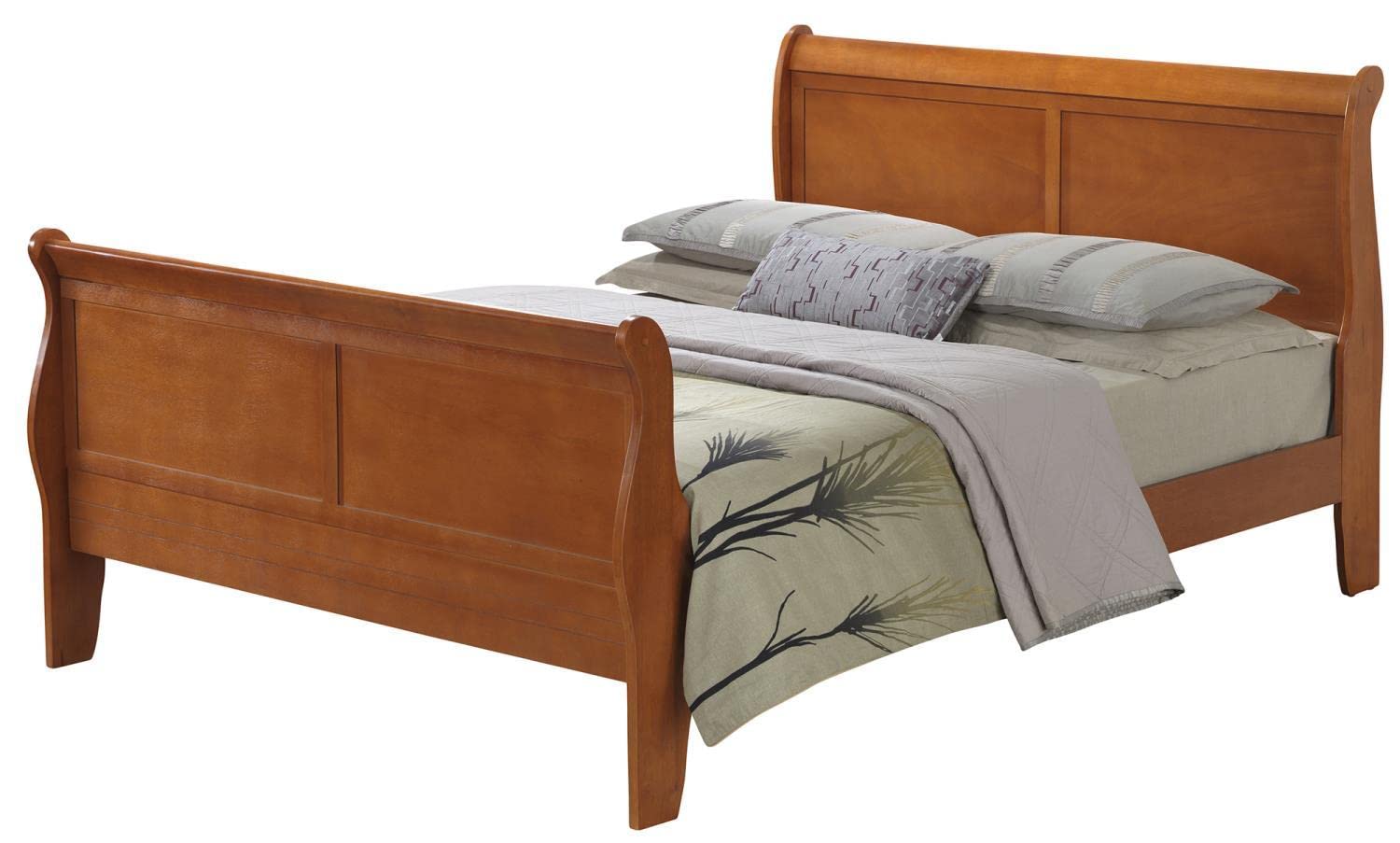 Oak Queen Sleigh Bed with High Footboard PF-G3160A-QB