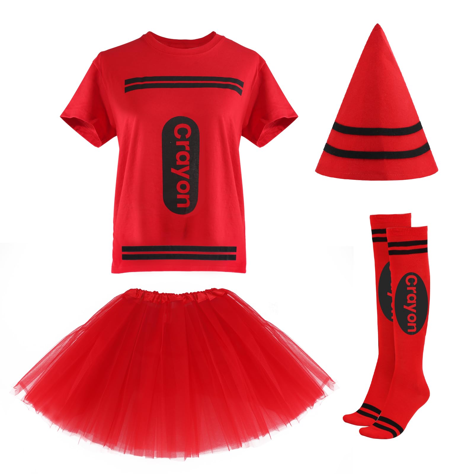 Crayon Halloween Costume Set, Tutu Skirt Cone Hat