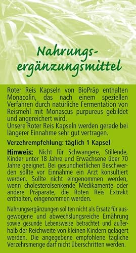 BioPräp Roter Reis Kapseln mit Monacolin K 90 Zellulose-Kapseln