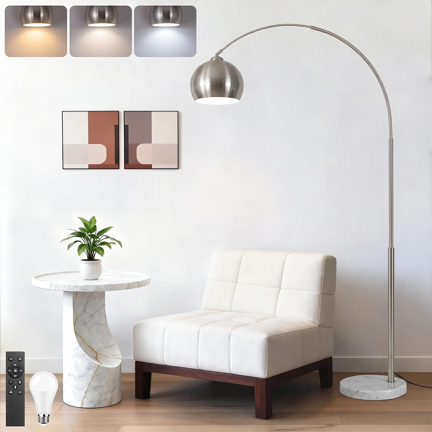 77” Arc Floor Lamp for Living Room, Upgraded Standing Lamp with Remote thumbnail