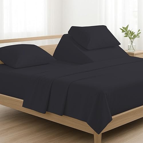 Miniatura 3 de Juego de sábanas flexibles de cabeza dividida para camas ajustables, juego de sábanas Cal-King dividido en la parte superior, 4 piezas, 800 hilos,