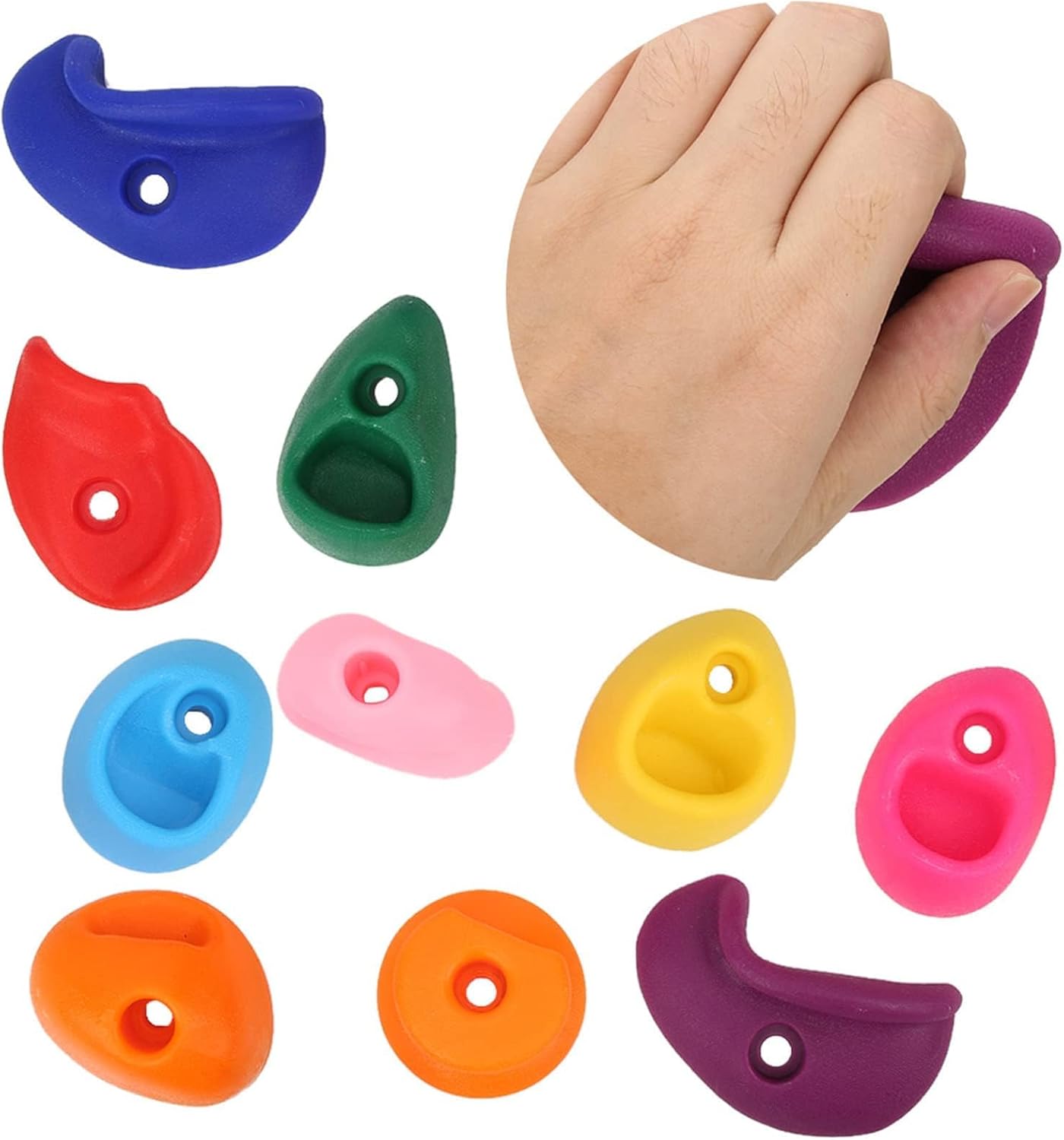 JEOZBM Rock Climbing Holds, Sets of 10 Multi-Colored Kids Large Rock Climbing Holds, Indoor & Outdoor Rock Wall Climbing Kit with Secure Mounting Hardware(L)