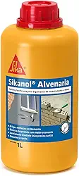 Sikanol Alvenaria, aditivo concentrado que proporciona liga e plasticidade às argamassas de reboco e assentamento, Marrom, Galão 1L
