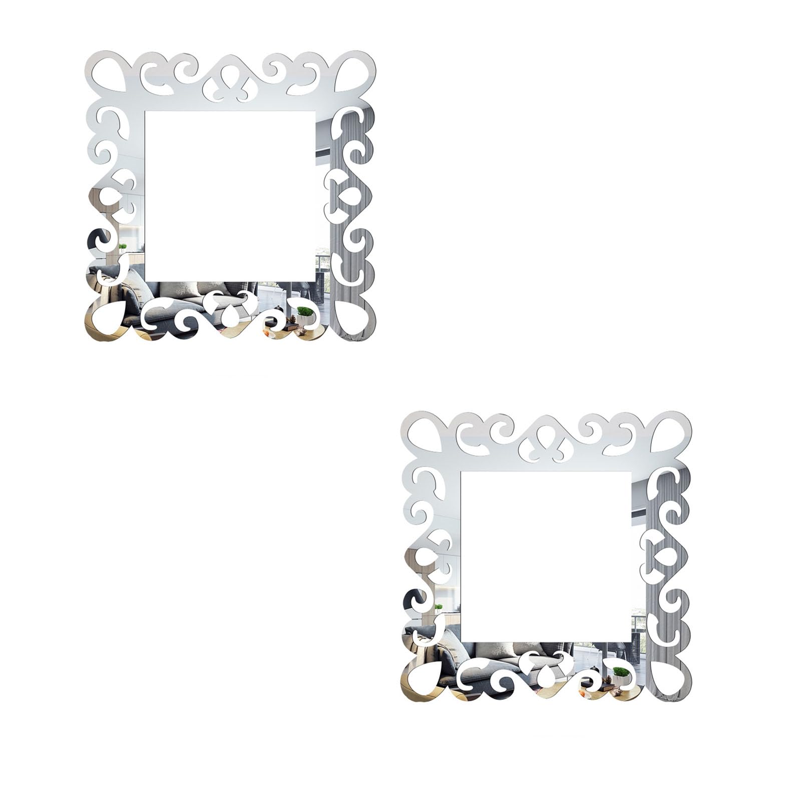 Dwuent Silver 2Pcs Light Switch Surround, Acrylic 8.6Cm Square Switch Cover Plates, Protective Wall Stickers, Peel And Stick Light Switch Sticker For Home Wall Decoration (Silver)