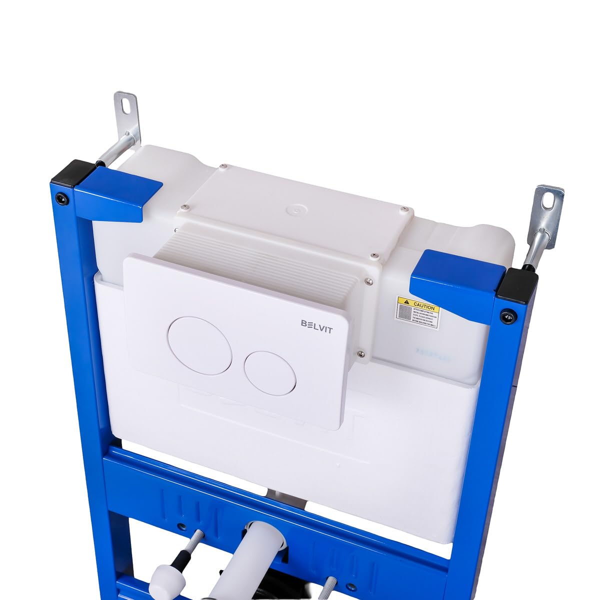 Belvit Wand WC Komplettset mit Vorwandelement 75-82 cm, spülrandloses Hänge WC mit Softclose Sitz, Unterputz Spülkasten, Drückerplatte, WC Set für Trockenbau, wandhängende Toilette, Weiß