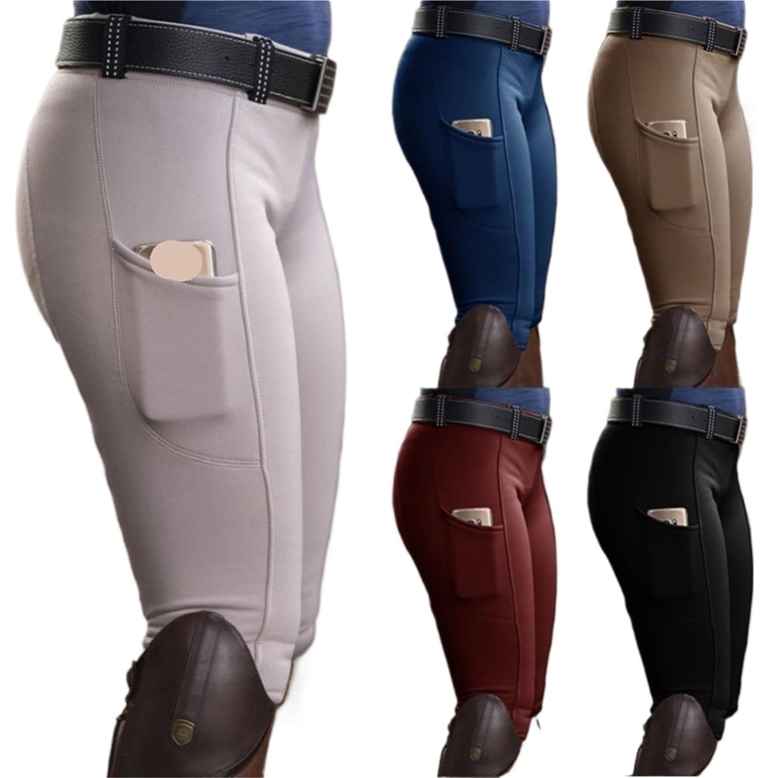 Leggins Equitazione Pantaloni da Equitazione for Donna e Uomo, Pantaloni Elastici a Vita Alta, Pantaloni da Equitazione per Sport, Fitness, Equitazione(Khaki,XXL)