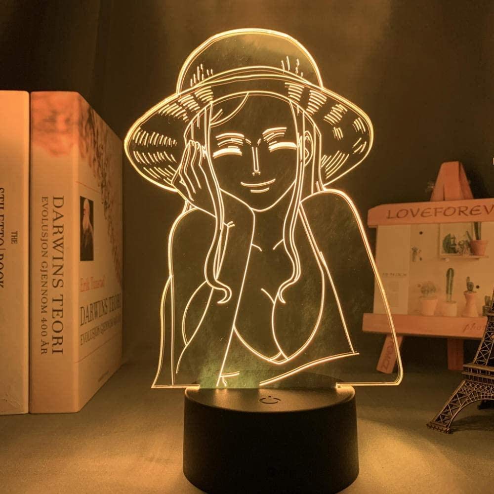 3D Illusion Light LED Night Light Lamp One Piece Nico Robin for Nursery Decor Japanese Anime Gift Kids Birthday Christmas Gifts