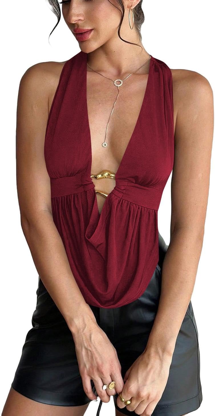 SOLY HUX Women's Sexy Open Back Halter Going Out Top image 4