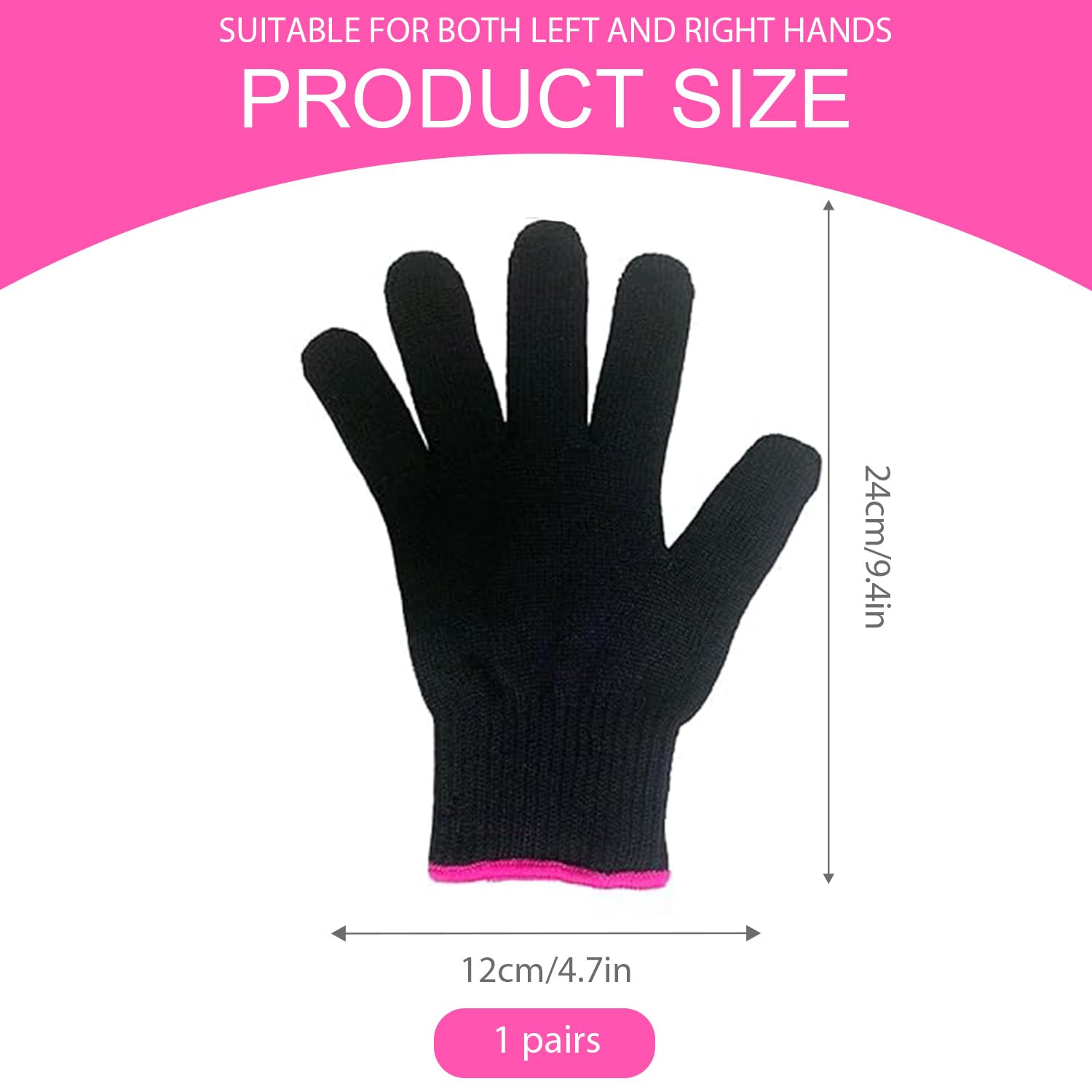 2 pièces Gants de protection professionnels résistants à la chaleur Gants extensibles de protection thermique pour le coiffage avec fer à friser et permanente (rose rouge)