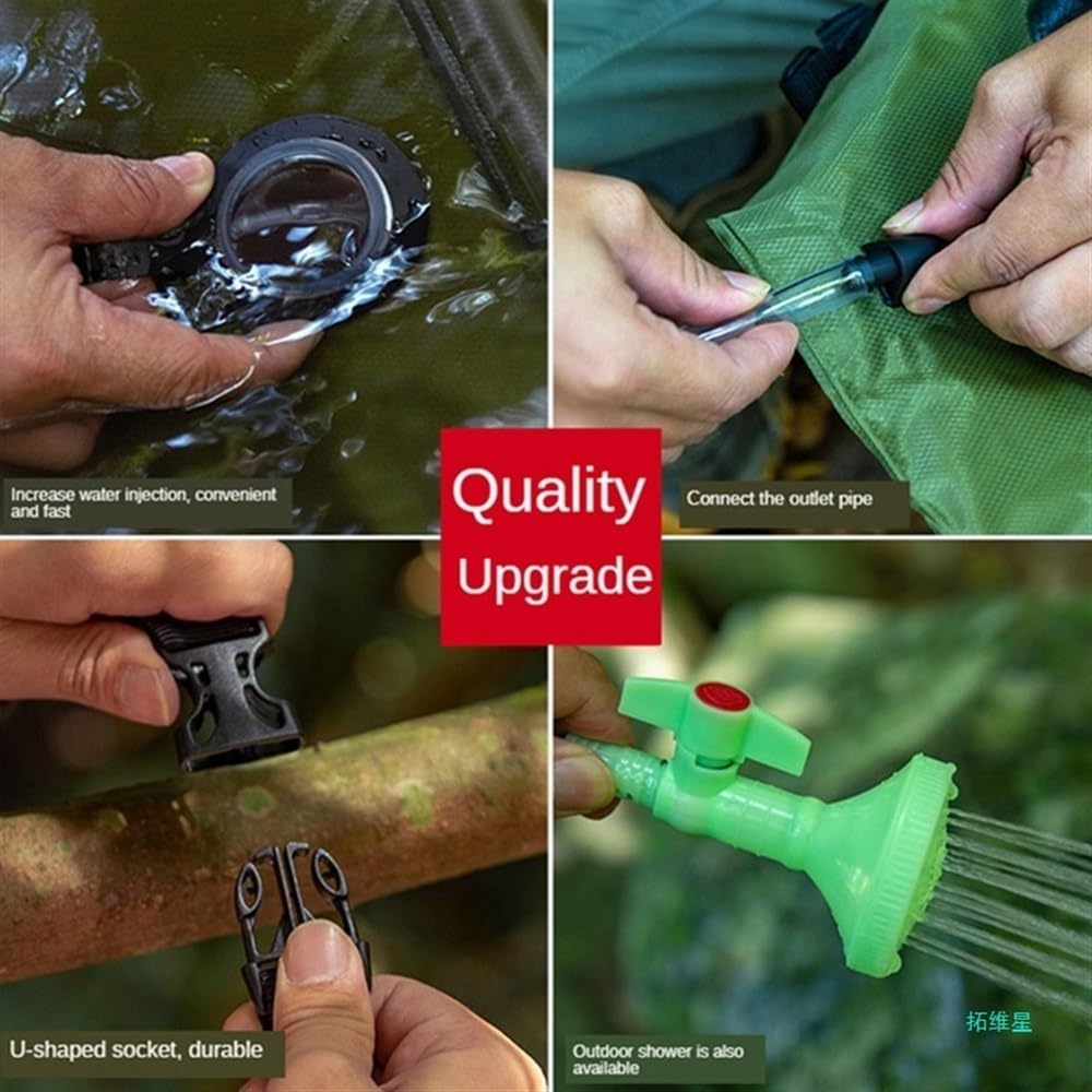 Camping Essentials Solarna przenośna torba prysznicowa | 5 galonów/20 litrów, składana torba na wodę pod prysznic na zewnątrz