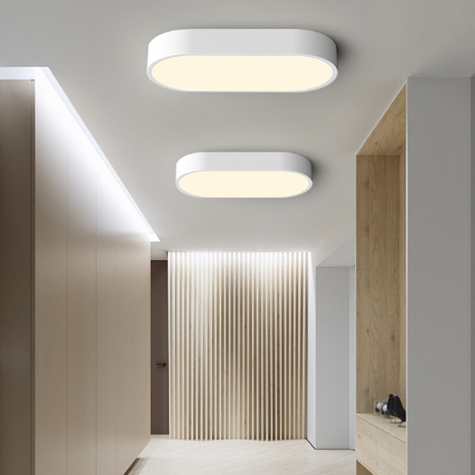 KXEcoLife Modern LED Rectangular Ceiling Light 3000K/4000K/6000K, 65cm Iron Fixture for Home Decor, Corridor, Hotel, Bedroom - Neutral White Illumination