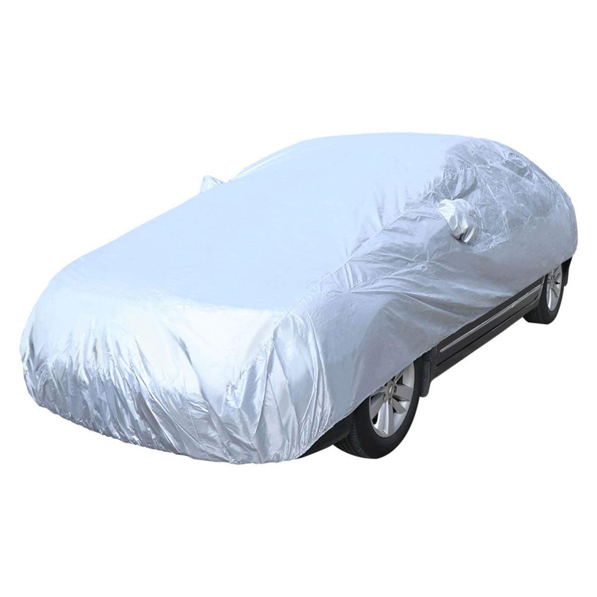 HAPINARY Car Cover Silver Outdoor Protector for Rain Snow Uv Fits and Suvs Breathable Scratch-Resistant Easy Storage