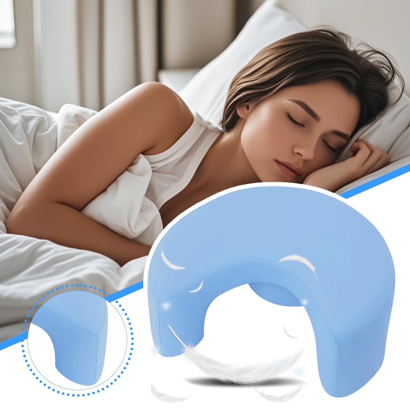 Almohada para dormir de costado Soporte de Memory Foam para Cuello, | Almohada Ergonómica Con Espuma Viscoelástica Manguito Rotador Dormir De Lado Cuerpo Rodilla