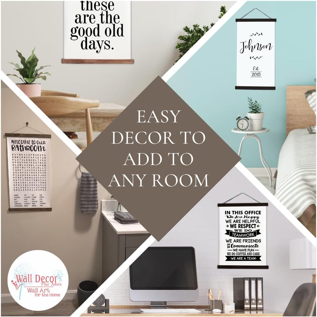 Wood & Canvas Wall Hanging Bathroom Word Search Forgot Phone Wall Art 12x14.5-Inch