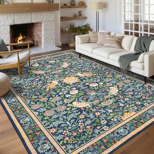GarveeHome Washable Rugs 10x13 Rug for Living Room Floral Bedroom