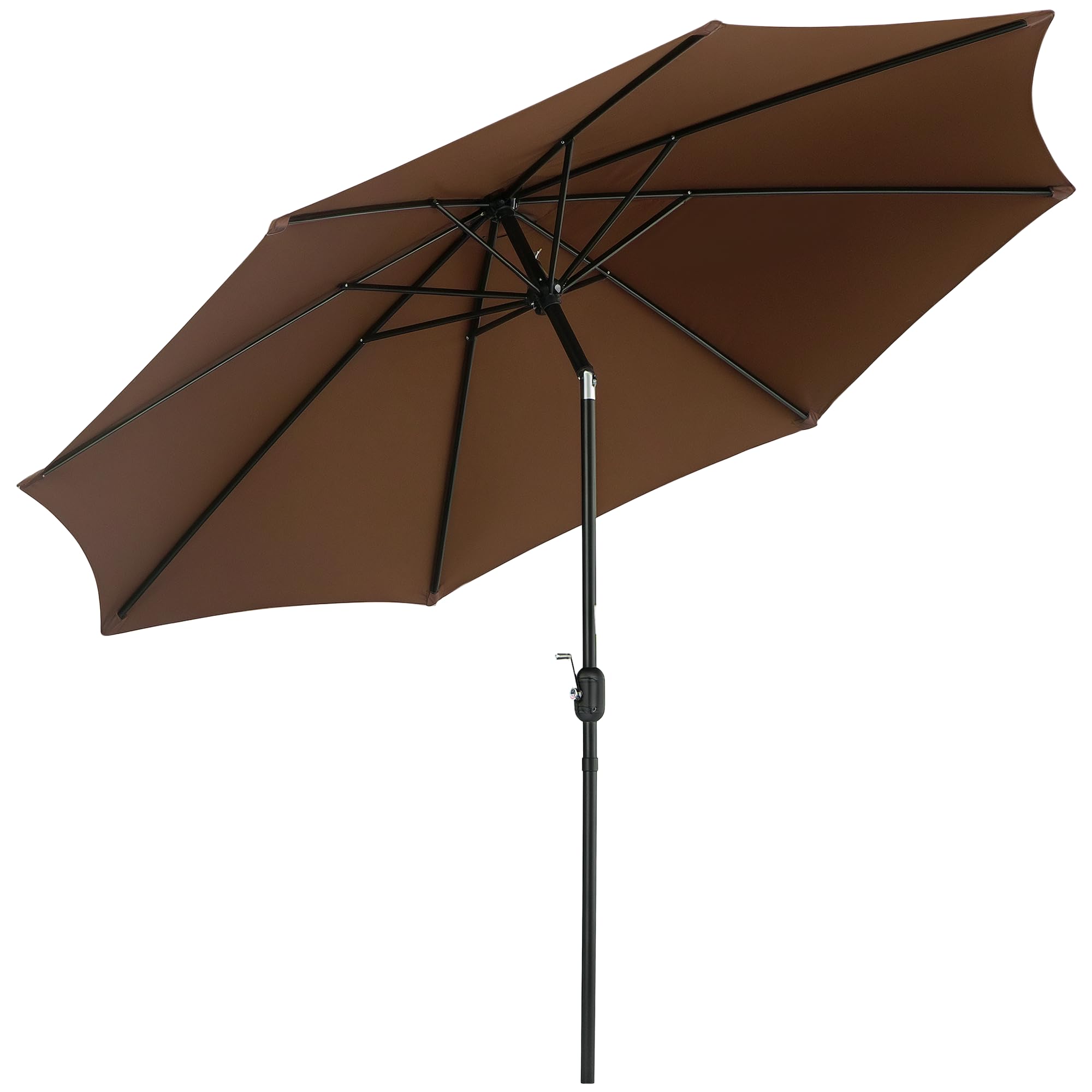 Outsunny Sombrilla de Jardín Ø295x250 cm con Manivela Parasol Exterior con Mecanismo de Inclinación y Poste Desmontable de Metal para Terraza Piscina Patio Café