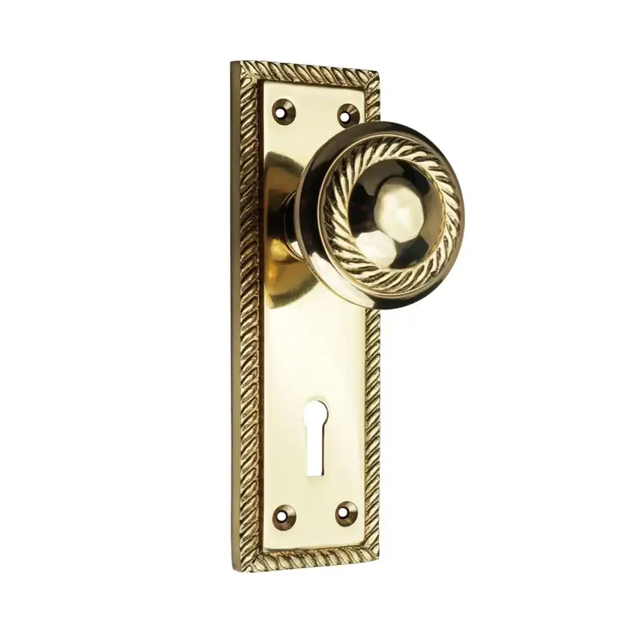 Designer Levers - Georgian Door Knob On Lock Backplate Polished Brass