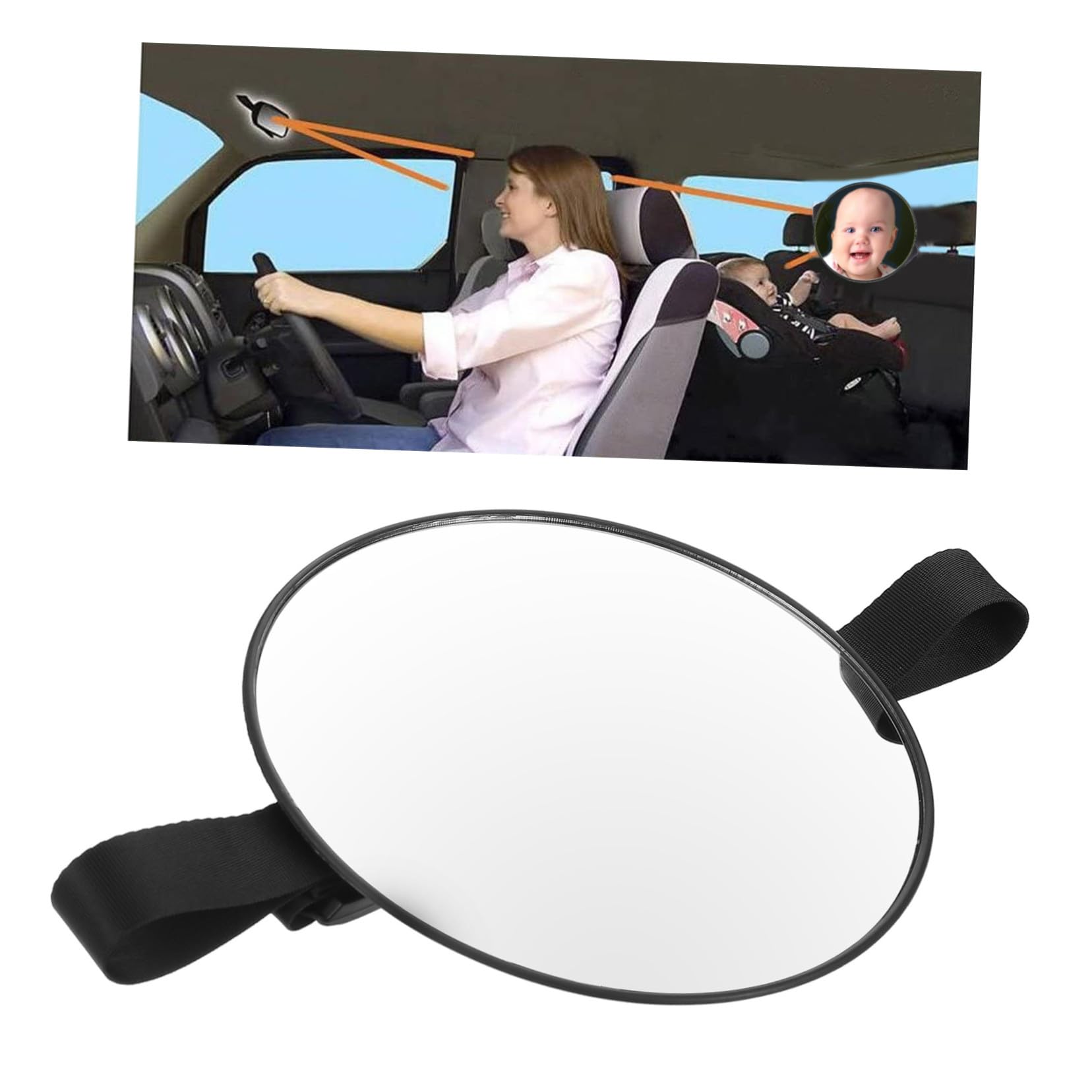 Espejo de observación irrompible para Uso Interior, para Seguridad en el Asiento Trasero, fácil instalación, Accesorio para automóvil Estable y Compacto.