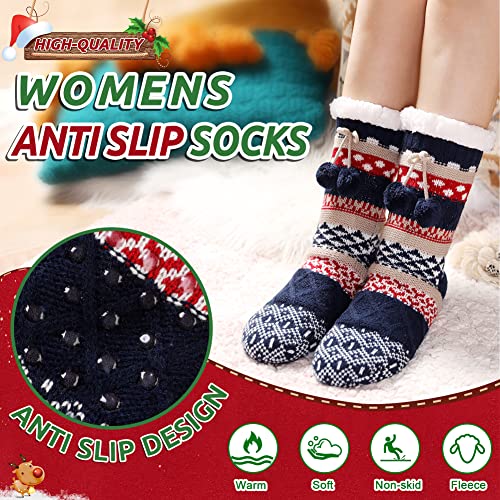 Image of WEVIAS Women Winter Socks Knit Anti-Slip Sweat Warm Cute Cartoon Animals Fuzzy Home Slipper Socks