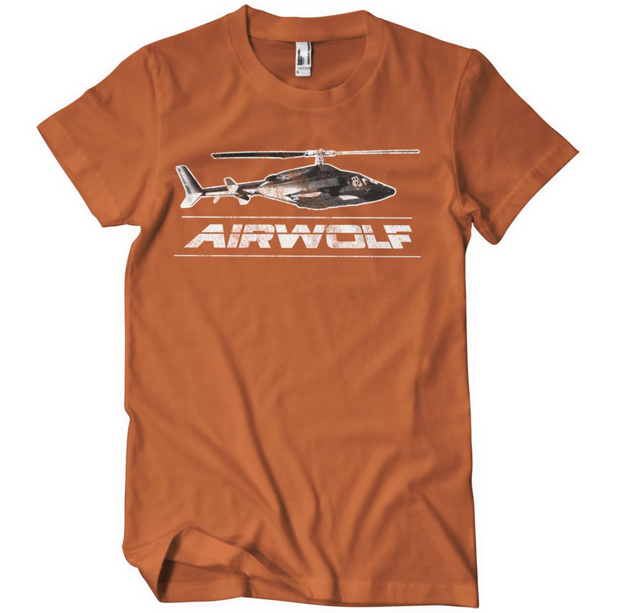 Airwolf Men's Burnt Orange Officially Licensed Distressed T-Shirt (Burnt Orange), Large